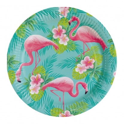 Lėkštutės "Rožiniai flamingai" (8 vnt./23 cm)